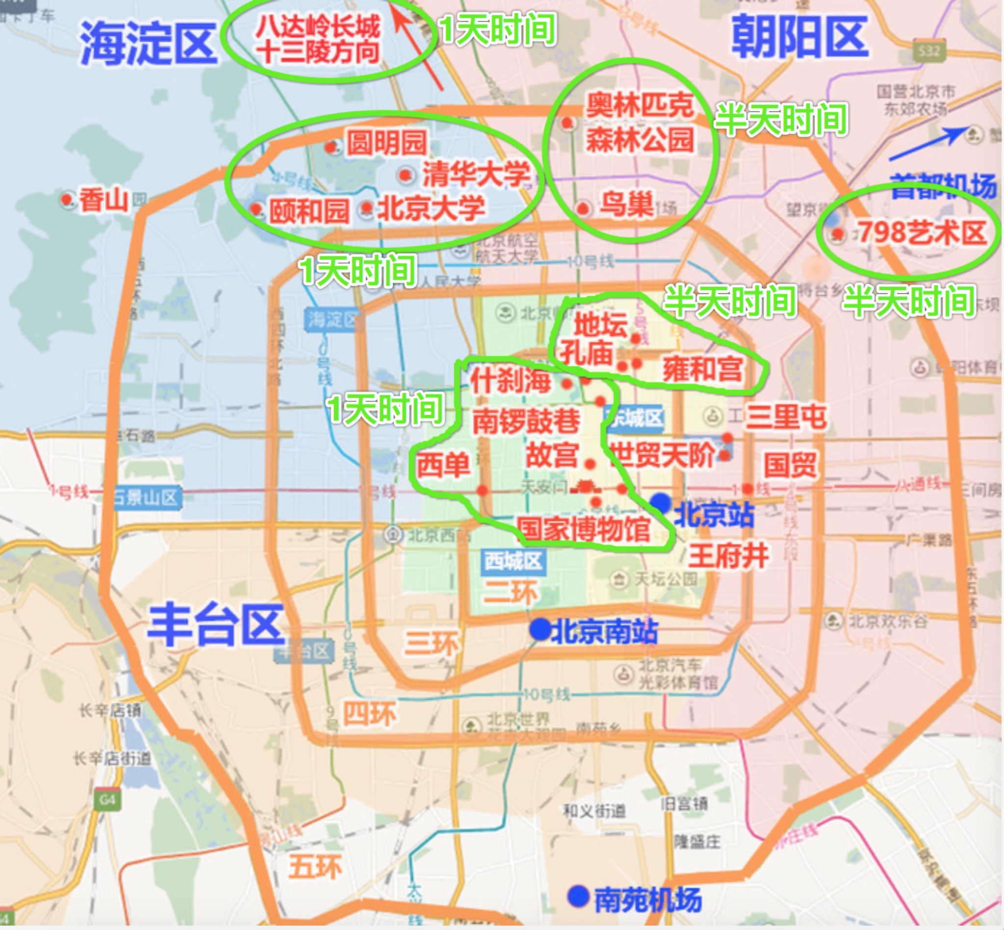 北京著名景点都分布在哪里?求一张最全景点地图!