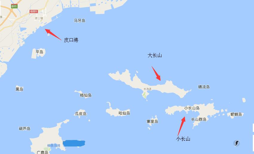 如图所示,大,小长山岛都是属于 大连 长海 县的一部分,两岛相距很近