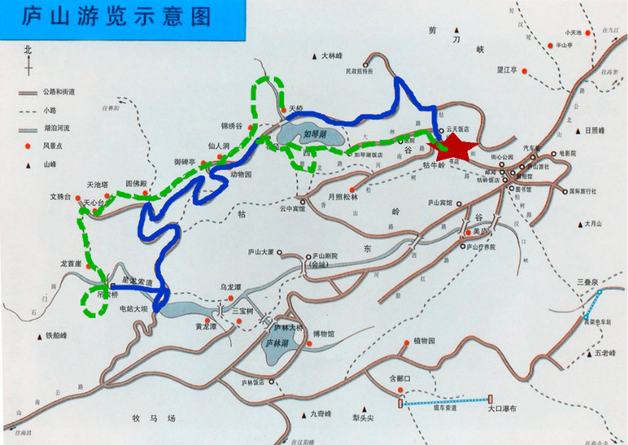 大家可以看看我走的路线图(第一天) 蓝色为大巴路线.