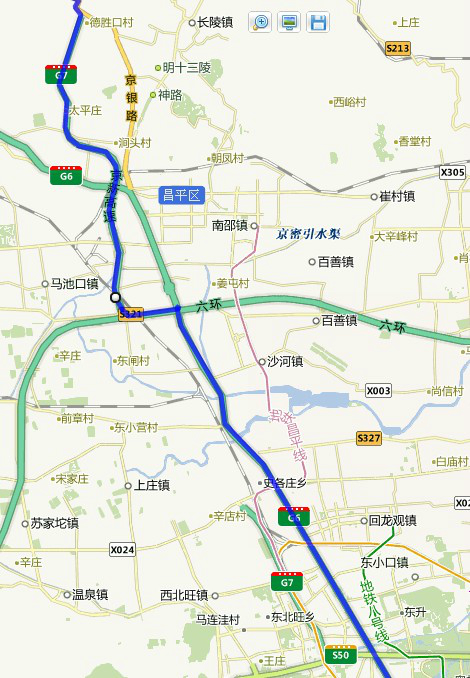 六环-g7京新高速-110国道路段示意图