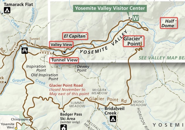 谷歌地图截图如下:  〔d1〕 优胜美地国家公园 -山谷底——加州1号图片