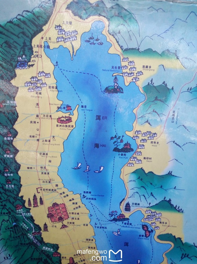 附送环洱海路线地图图片