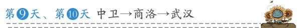 第九天、第十天 中卫→商洛→武汉 第九天、第十天 中卫→商洛→武汉